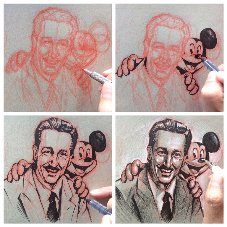 Walt Disney and Mickey Mouse by Kaz Oomori