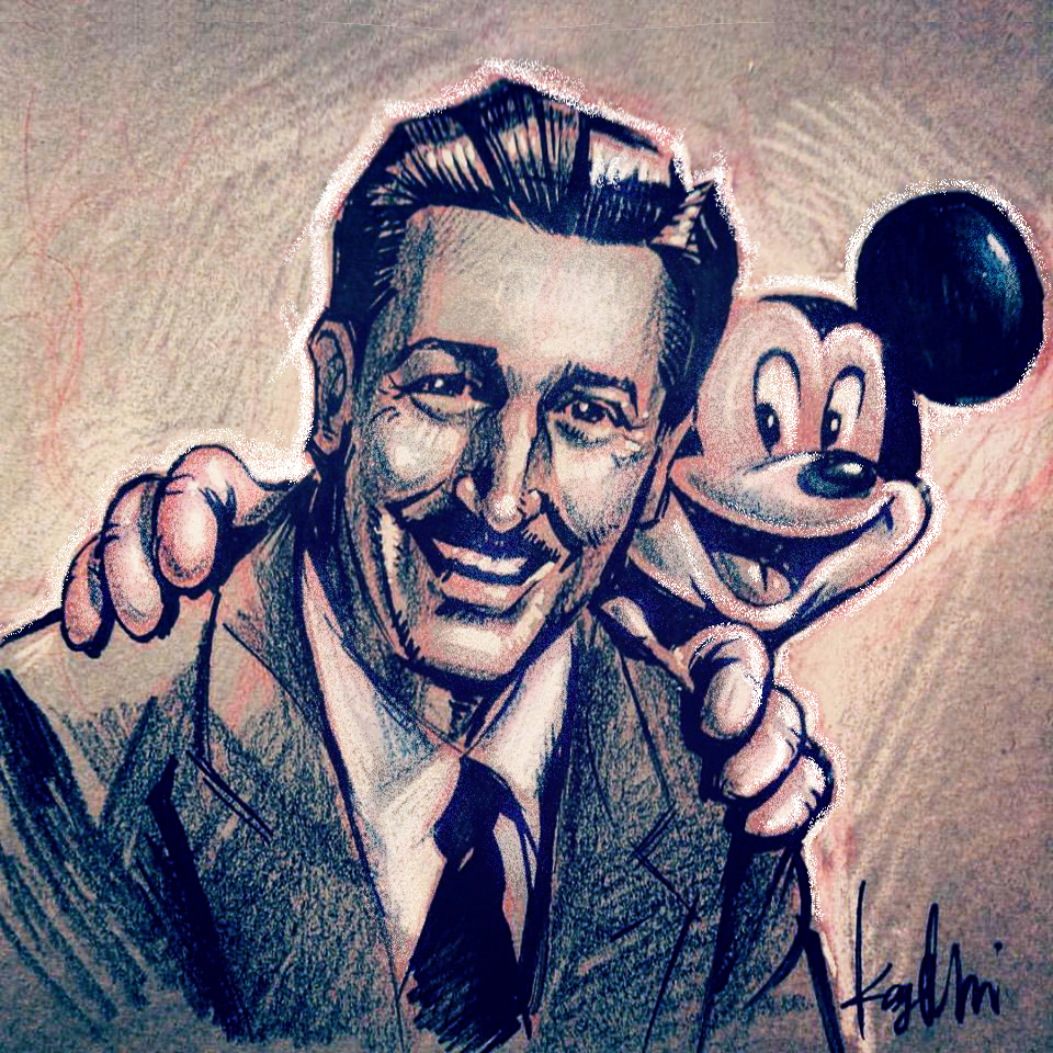 Walt Disney and Mickey Mouse by Kaz Oomori