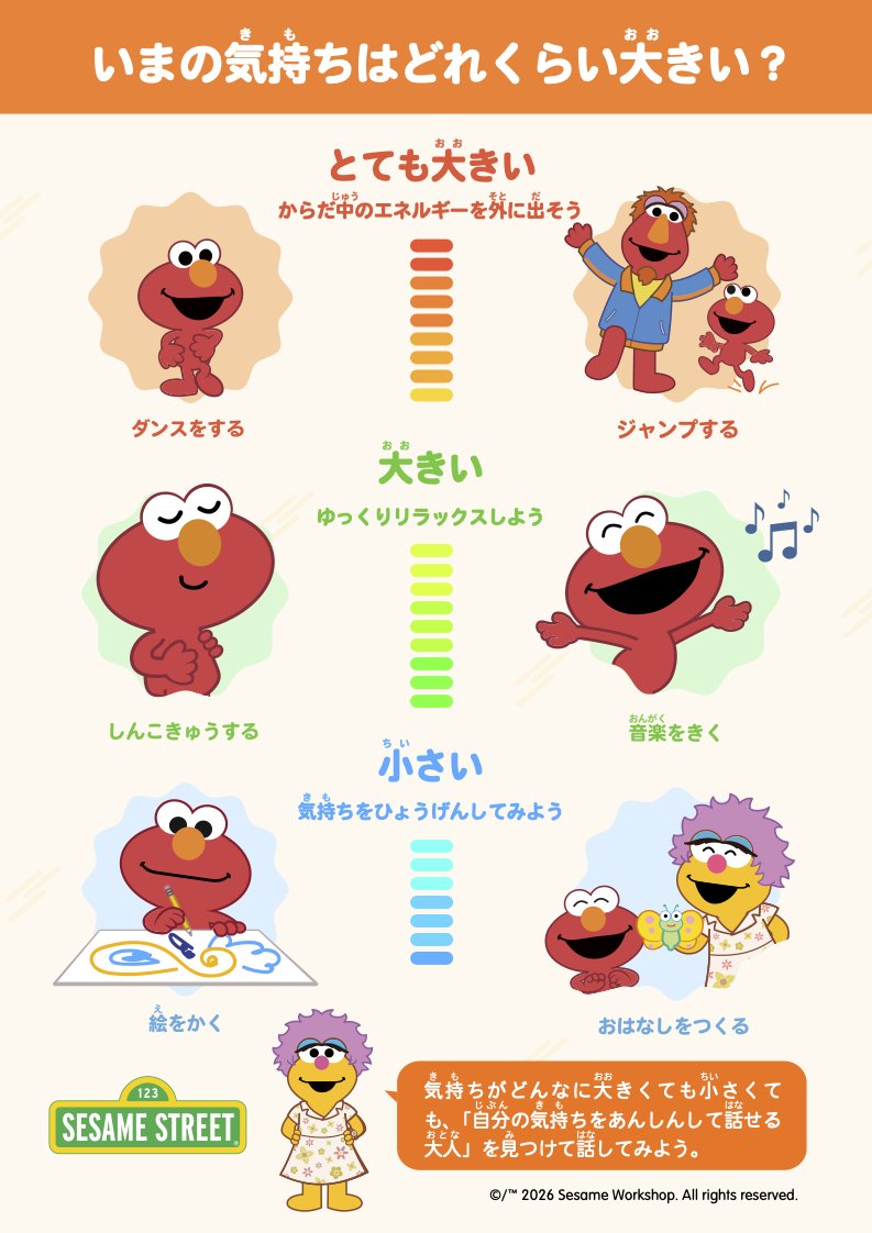 セサミストリート「いまの気持ちはどれくらい大きい？」
